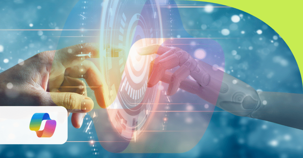 A hand human hand and an AI robotic hand reach for each other